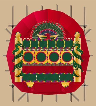 Vector illustration of traditional Hong Kong-styled grand outdoor billboard (flower plaque). It is usually used as a decoration in some traditional festival events and grand opening activities.