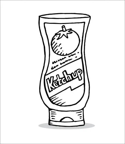 Vector illustration of bottle of ketchup sketch illustration