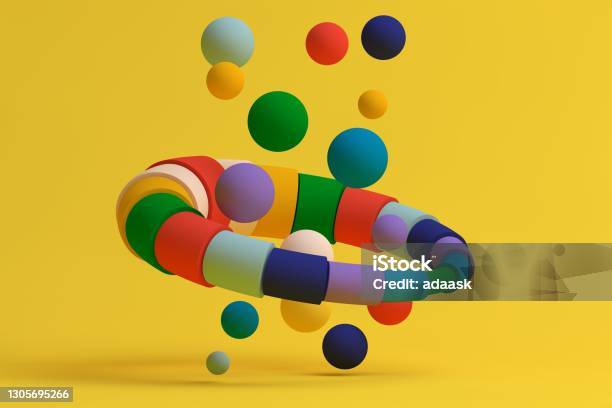 Abstract Balance Colorful Geometric Shapes Stock Photo - Download Image Now - Abstract, Futuristic, Green Color