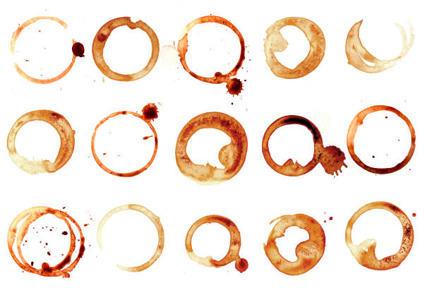Coffee Stain Coffee Stain, Vector Coffee Stain Rings Set Isolated On White Background texture cafe stock illustrations