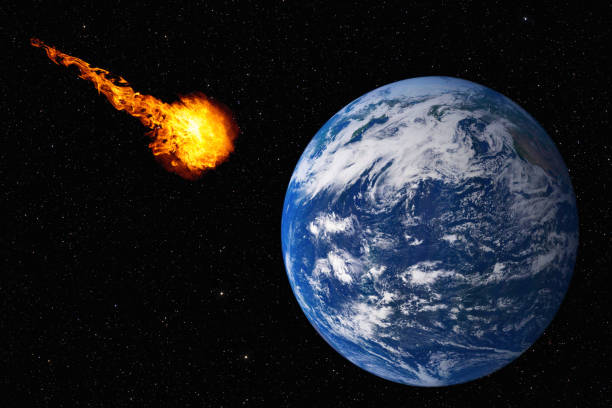 istock Asteroid approaching planet Earth, total disaster and life extinction, elements of this image furnished by NASA 1305702814