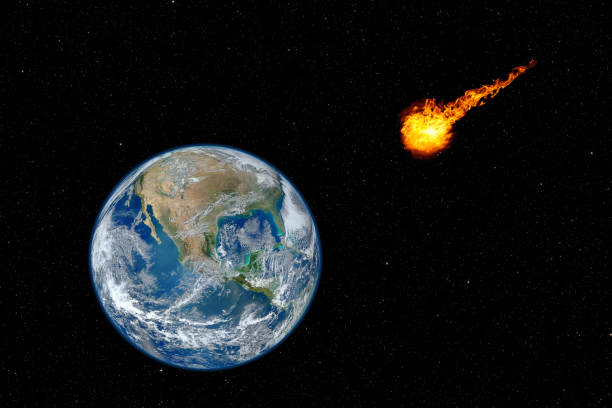 istock Asteroid approaching planet Earth, total disaster and life extinction, elements of this image furnished by NASA 1305702824