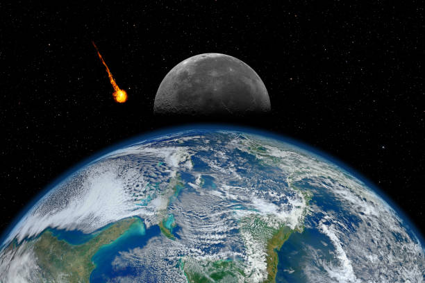istock Asteroid approaching planet Earth, total disaster and life extinction, elements of this image furnished by NASA 1305702826