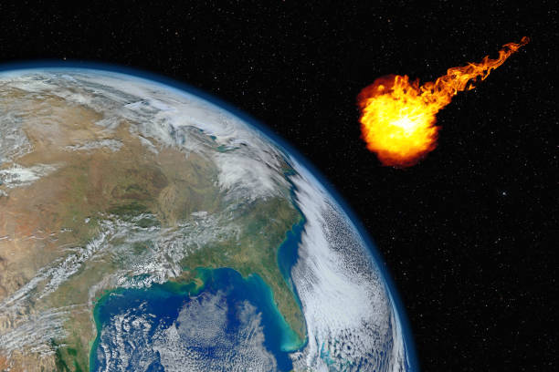istock Asteroid approaching planet Earth, total disaster and life extinction, elements of this image furnished by NASA 1305703340