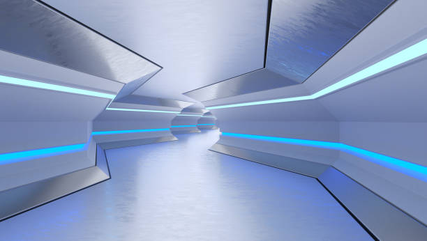 istock Tunnel with Geometric Shapes and LED Lights 1305710582