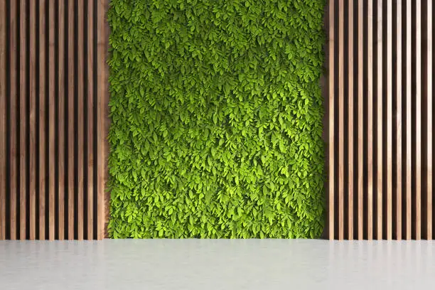Photo of Wall with Leaves and Wood Elements