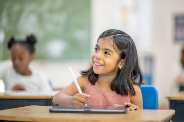 istock School Girl Using A Digital Tablet Stock Photo 1305725507