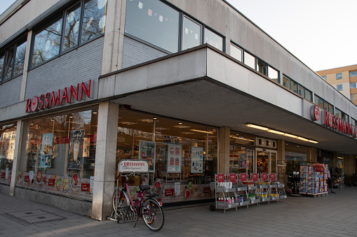 Munich, Germany - February 25, 2021: A Rossmann drugstore.