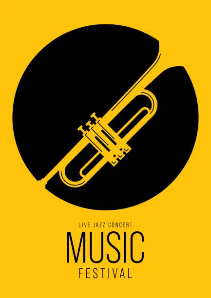 Vector illustration of Music poster design template background decorative with trumpet