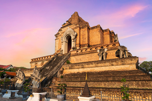 Wat Chedi Luang in Chiang Mai, Thailand.