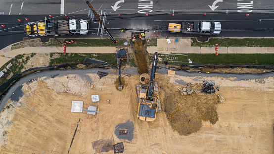 Construction site. The top view, directly above \