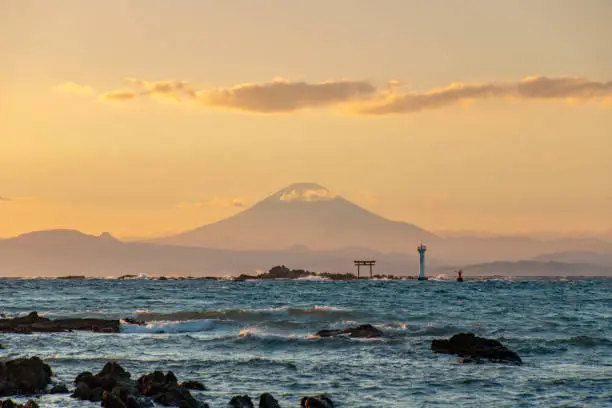 Scenery of the sea and Mt. Fuji