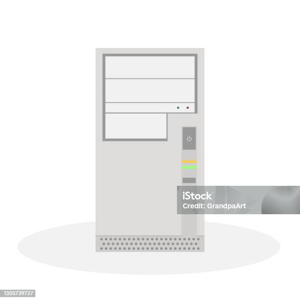 An Outdated Computer System Unit In Gray Tones With Operation ...
