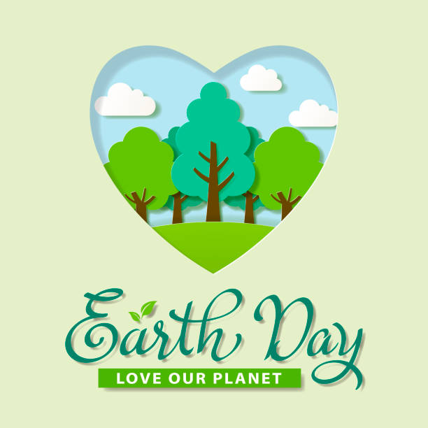 Concept of love our planet for the Earth Day with natural environment inside the heart shape