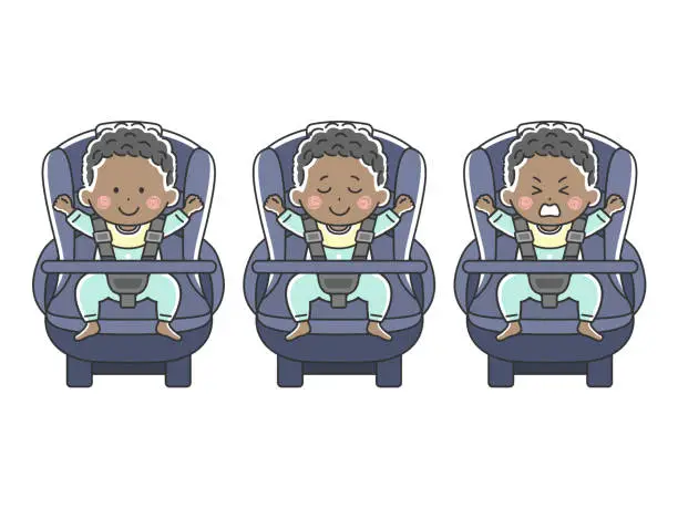 Vector illustration of A baby sitting in a child seat.
