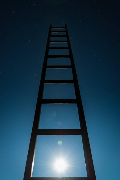concept. ladder to the stars. reach out high. be a high flyer.