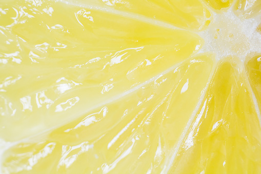 The yellow lemon pulp macro