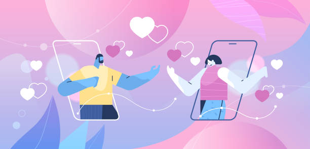 istock couple discussing during online dating in mobile app social media virtual relationship communication 1305764859