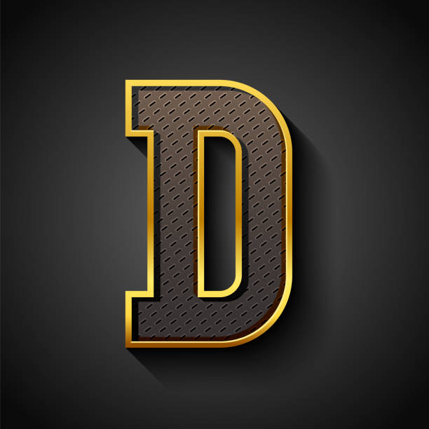 ilustrações de stock, clip art, desenhos animados e ícones de 3d font with golden streak, trendy condensed alphabet sans serif, modern metallic letter d with carbon fiber texture, vector illustration 10eps. - letter d alphabet alphabetical order backgrounds