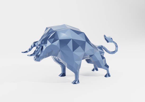Bull Low polygon. 3d rendering Bull Low polygon. 3d rendering making money origami stock pictures, royalty-free photos & images