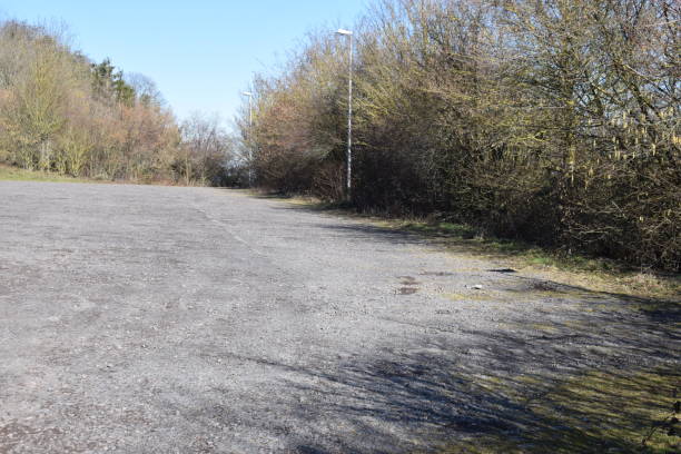 istock empty weird textured gravel parking lot 1305771512