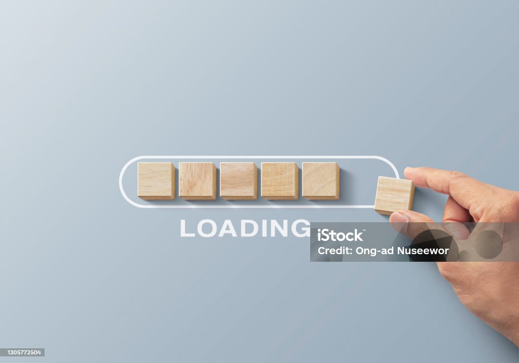 Loading Reload Loading Reboot Refresh Or Mindset Concept Hand Putting Wooden Blocks In ...