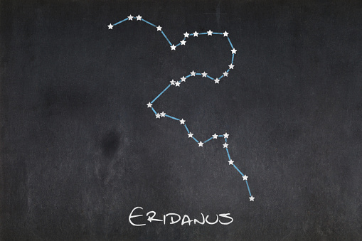 Blackboard with the Eridanus constellation drawn in the middle.