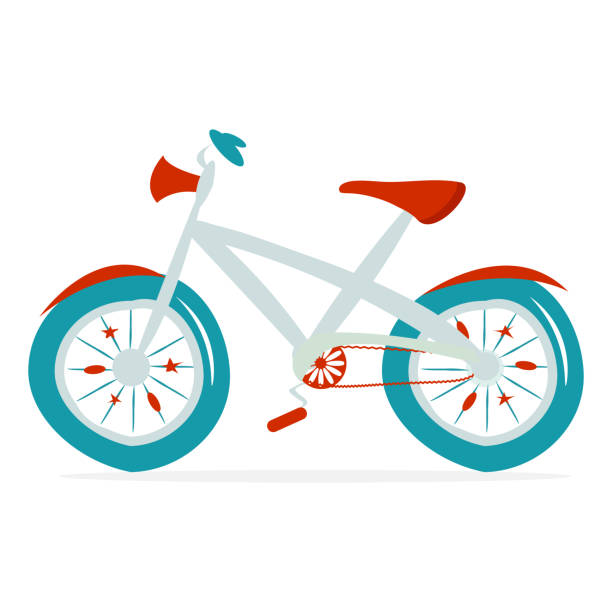 ребенок синий велосипед с рогами - bicycle racing bicycle isolated red stock illustrations
