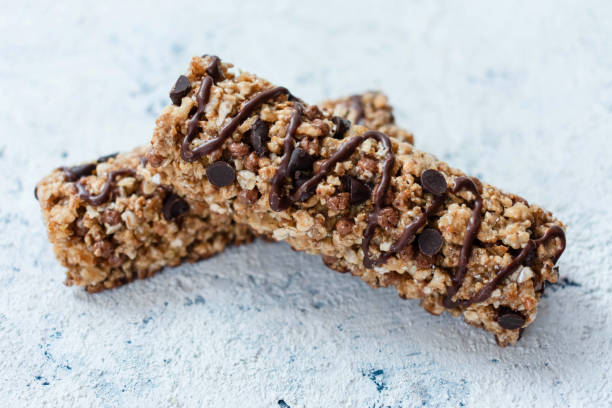 istock Granola bars on a white background. Close-up. 1305784790
