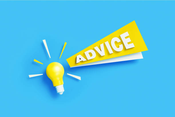 istock Idea And Advice Concept - Light Bulb With White Advice Text Sitting On Blue Background 1305787623