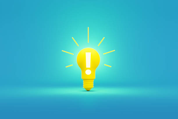istock Creativity And Innovation Concept - Light Bulb With White Exclamation Point Sitting On Blue Background 1305788353
