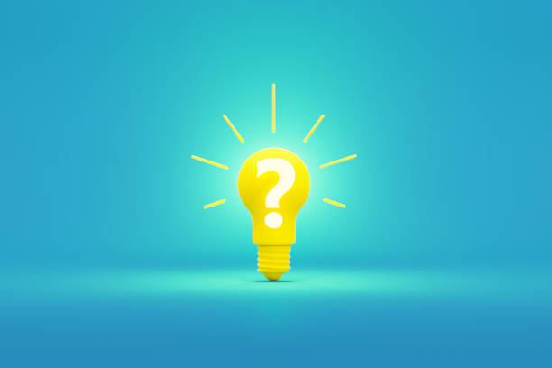 istock Creativity And Innovation Concept - Light Bulb With White Question Mark Sitting On Blue Background 1305788359