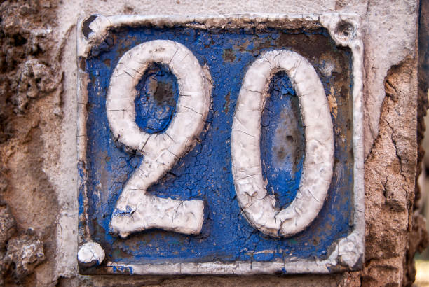 istock Old retro cast iron plate number 20 1305789667