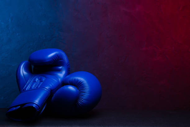 istock Pair leather boxing gloves. Poster design. 1305790760