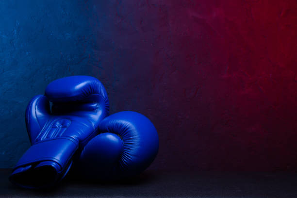 istock Pair leather boxing gloves. Poster design. 1305790949