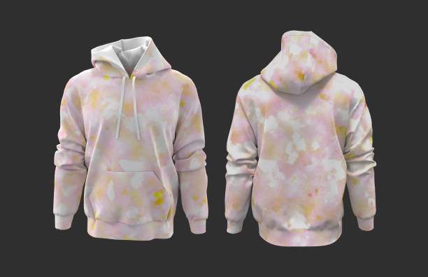 istock Tie dye hooded sweatshirt mockup, isolated on grey background 1305793620