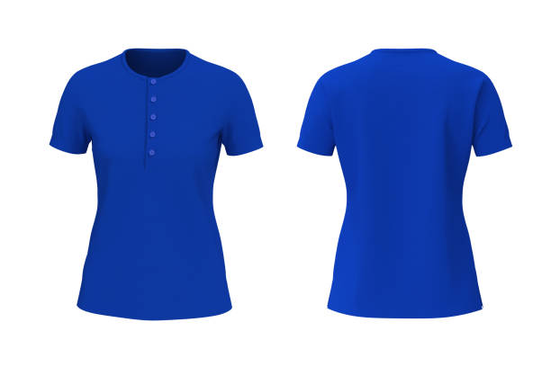 istock Blue short sleeve henley t-shirt mockup 1305793811