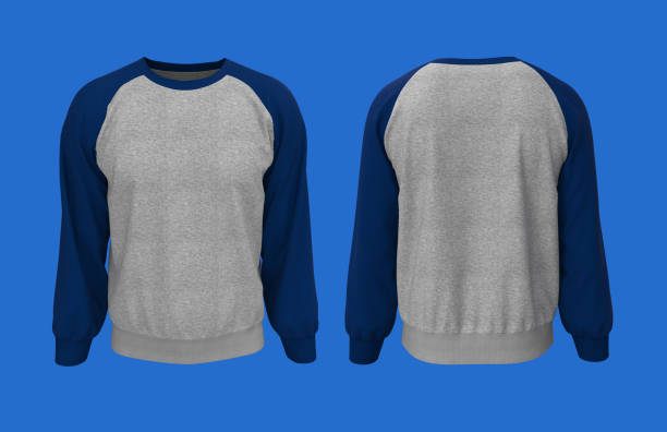 istock Blank raglan sweatshirt mock up template in front, and back views 1305794201
