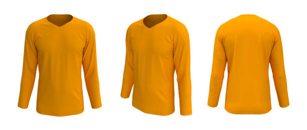 istock men's long sleeve t-shirt mockup in front, side and back views 1305794269