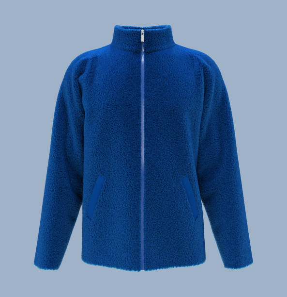 fleece tracksuit top jacket with full zip design, sportswear, track front view - velo casaco imagens e fotografias de stock