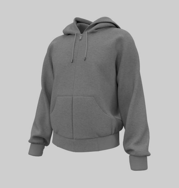 istock Blank hooded sweatshirt mockup with zipper in front view 1305795140