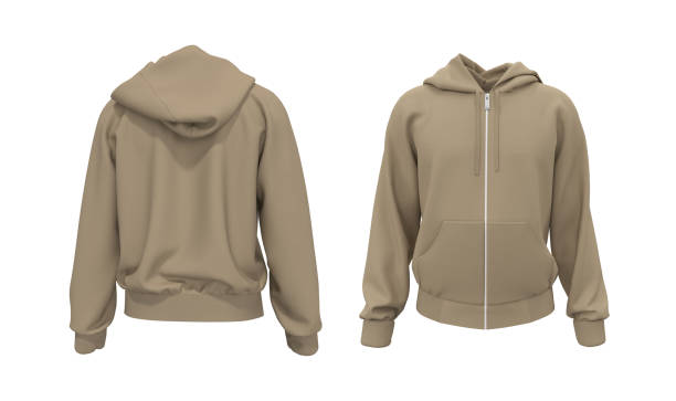 istock Blank hooded sweatshirt  mockup with zipper in front and back views 1305795159