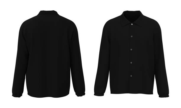istock Blank Coach Jacket mockup in front and back views 1305795339