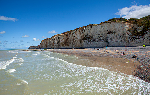 A view of the Seven Sisters cliffs on the Sussex coast, on a sunny day