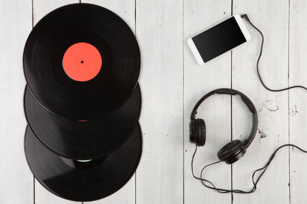 istock Vintage LP, smartphone and headphones 1305798037