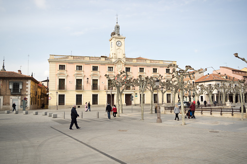 Oviedo city hall building and square. Asturias, Spain.
