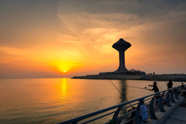 Morning Silhoutte view. City Khobar, Saudi Arabia. Al khobar Corniche Morning Silhoutte view. City Khobar, Saudi Arabia. dammam stock pictures, royalty-free photos & images