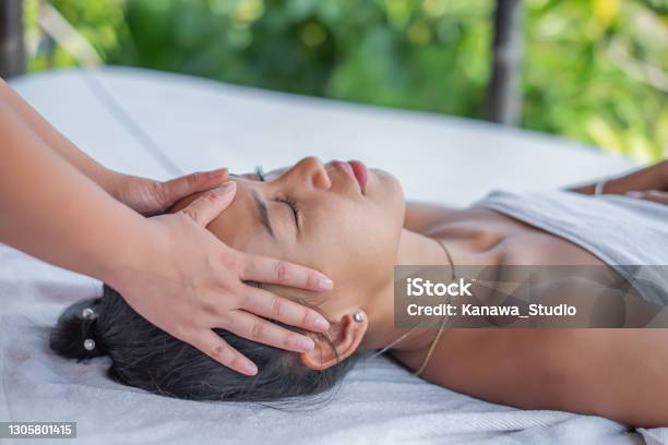 Beautiful Asian Woman Having Head Massage Stock Photo - Download Image Now - Massaging, Shiatsu, Alternative Therapy