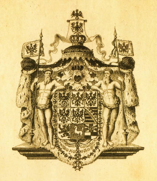 프로이센 의 팔의 코트 | 앤티크 역사적 일러스트레이션 - prussia stock illustrations