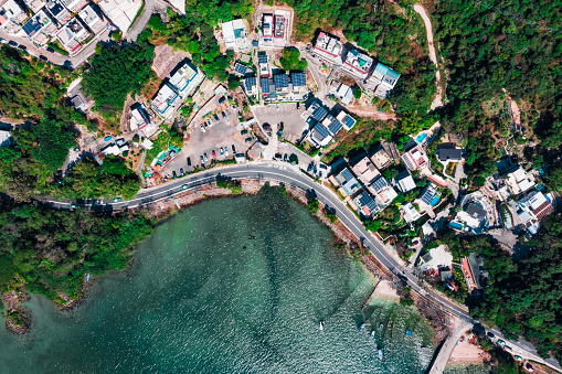 Drone view of Sai Kung town, Hong Kong